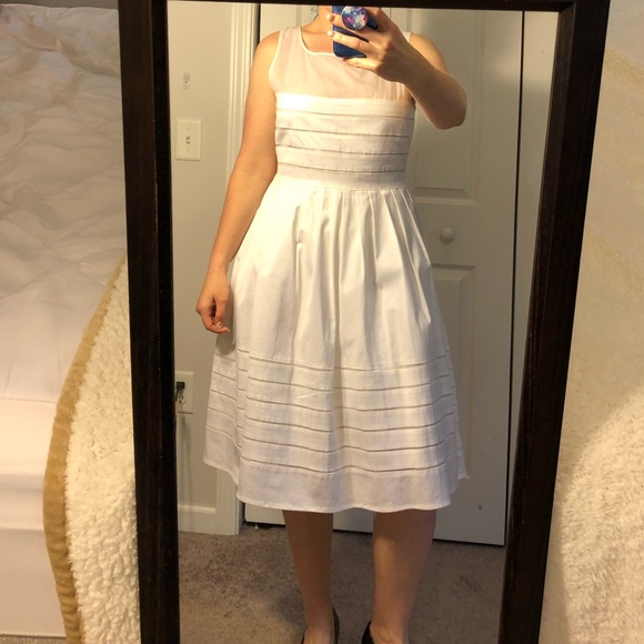 white midi flare dress